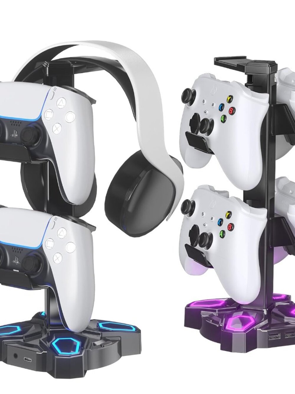 Gaming Headphones Stand, Rotatable Headset Stand with Light Modes - Controller H